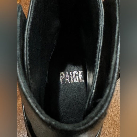 Paige Camille Pointed Toe Black Leather Buckle Straps Boots - Picture 8 of 9